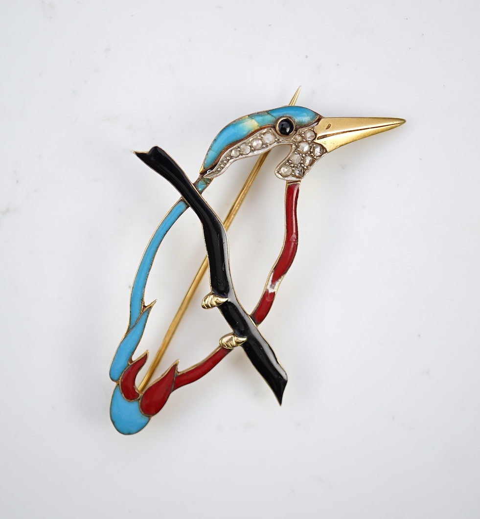 Josef Siess Sohne, a rare enamel and diamond brooch, Austria, circa 1910